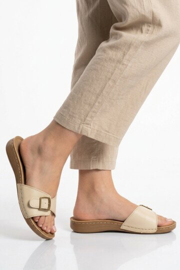 Bej Hafif Anatomik Kadın Terlik 11-113