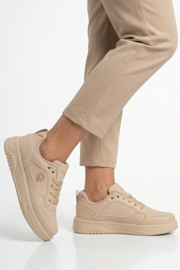 Bej Bağcıklı Hafif Esnek Unisex Günlük Ayakkabı BST-2081 G