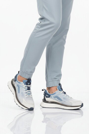 Beyaz Mavi Fileli Hafif Esnek Erkek Spor Ayakkabı PCI-10105 M