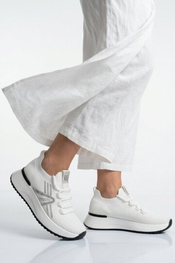 Beyaz Anorak Hafif Bağcıklı Kadın Casual Ayakkabı 2058 G