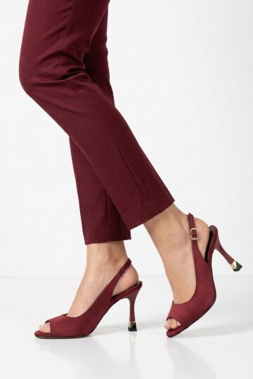 Bordo İnce Topuklu Kadın Abiye Ayakkabı 655589 Z
