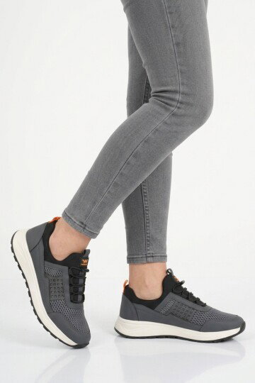 Füme Fileli Hafif Esnek Kilit Bağcıklı Unisex Spor Ayakkabı Motano G