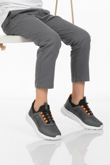 Füme Turuncu Fileli Hafif Esnek Unisex Çocuk Spor Ayakkabı 9060 Motano F