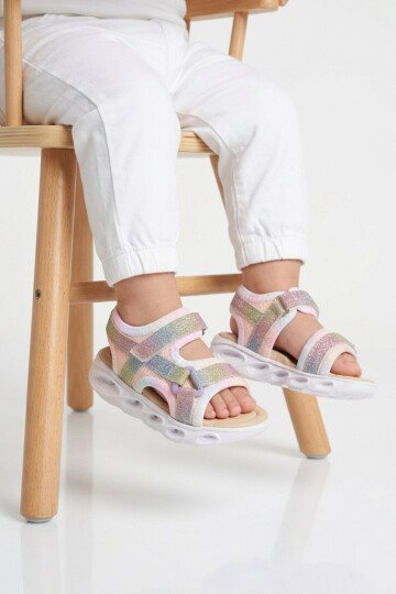 Renkli Cırtlı Işıklı Bebek Sandalet Pamela B