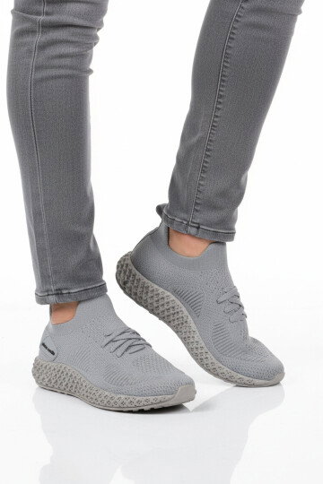 Gri Fileli Hafif Kolay Giyilebilir Unisex Spor Ayakkabı PC-32711 G