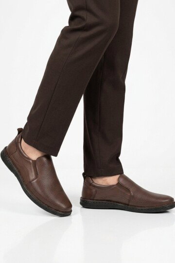 Kahve Hakiki Deri Erkek Casual Ayakkabı 2297 M