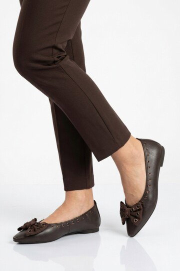 Kahve Hafif Esnek Kadın Babet Ayakkabı 351092 Z