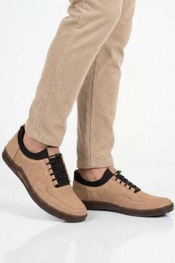 Kum Nubuk Hakiki Deri Jel Taban Anatomik Erkek Casual Ayakkabı 418 M