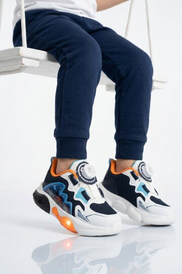 Lacivert Misina Bağcıklı Işıklı Hafif Erkek Çocuk Spor Ayakkabı Remy P