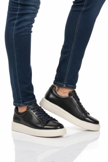Premium Lacivert Hakiki Deri Erkek Casual Ayakkabı 2689 M