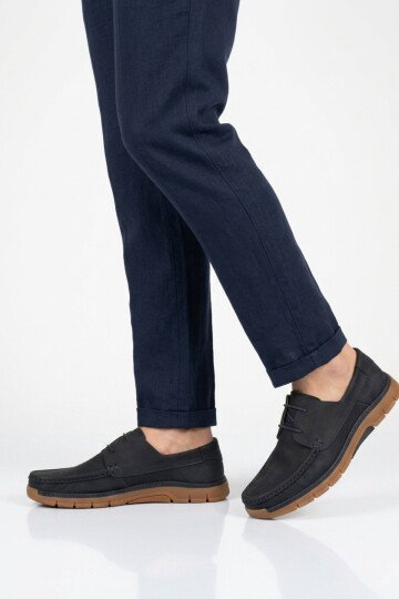 Lacivert Nubuk Hakiki Deri Erkek Casual Ayakkabı 6Y3318-179 M