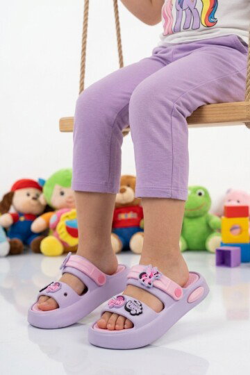 Lila Hafif Esnek Eva Taban Kız Çocuk Terlik 4505 F-P