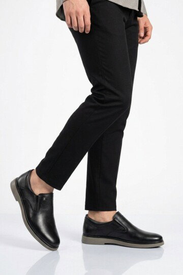 Siyah Bej Hakiki Deri Erkek Casual Ayakkabı 329 M