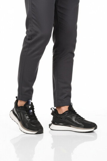 Siyah Beyaz Fileli Hafif Esnek Erkek Spor Ayakkabı PCI-10105 M