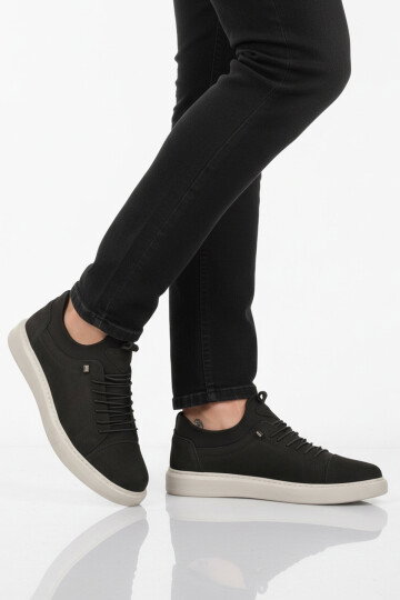 Siyah Buz Hakiki Deri Erkek Casual Ayakkabı 818 M