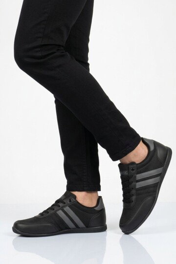 Siyah Füme Bağcıklı Hafif Esnek Erkek Spor Ayakkabı BST-2086 M