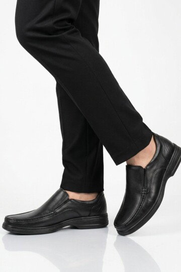 Siyah Hakiki Deri Erkek Casual Ayakkabı 076 M