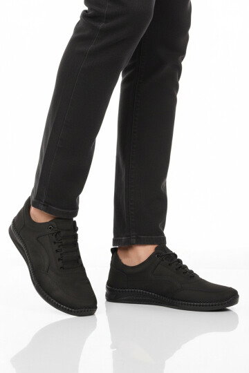 Premium Siyah Hakiki Deri Erkek Casual Ayakkabı 2101 M