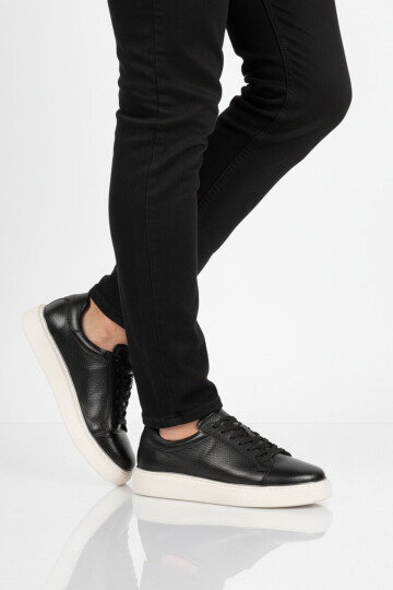 Premium Siyah Hakiki Deri Erkek Casual Ayakkabı 2689 M