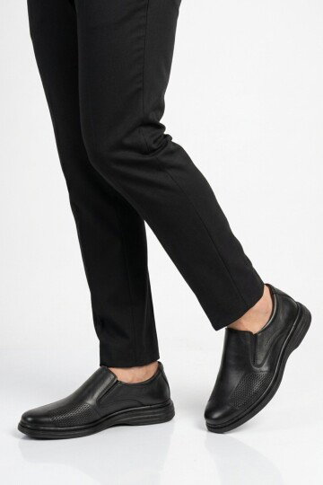 Siyah Hakiki Deri Erkek Casual Ayakkabı 410 M