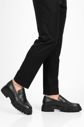 Siyah Hakiki Deri Erkek Casual Ayakkabı 2238 M