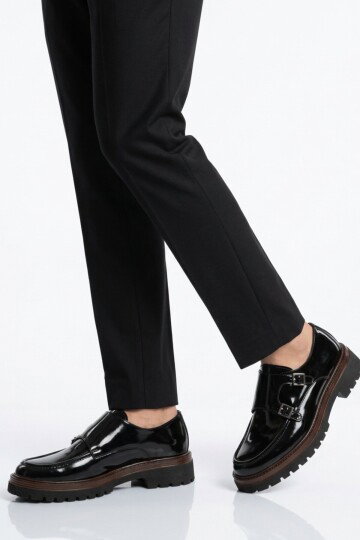 Premium Siyah Rugan Hakiki Deri Erkek Casual Ayakkabı 2236 M