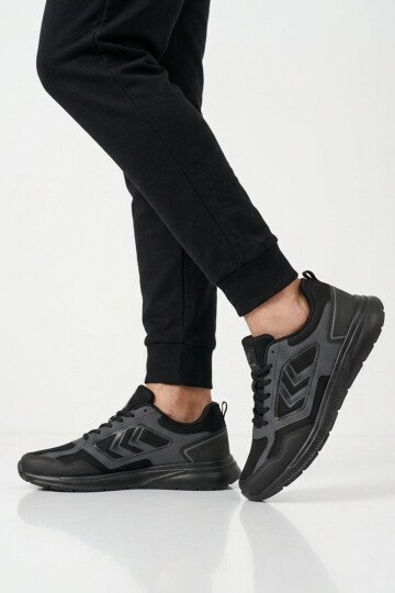 Siyah-Siyah Fileli Hafif Esnek Unisex Spor Ayakkabı 900895 Hml Rush II
