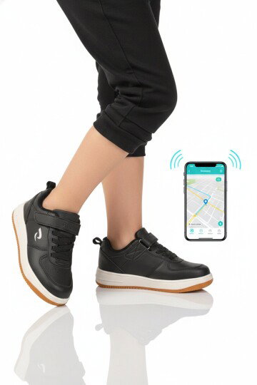 Siyah Gps Takip Özellikli Unisex Çocuk Spor Ayakkabı Follow F