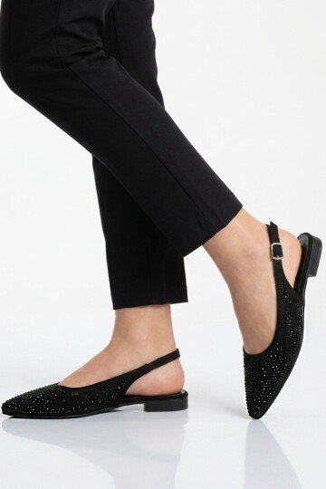 Siyah Taş İşlemeli Kadın Abiye Ayakkabı 354230 Z