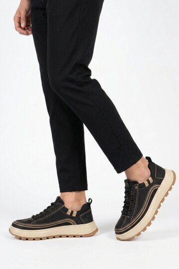 Siyah Fileli Esnek Hava Alabilen Erkek Casual Ayakkabı 26Y514 M