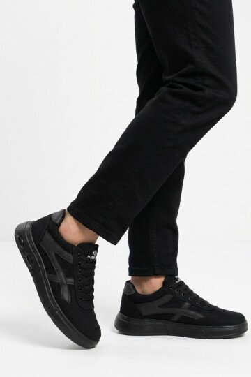 Siyah Keten Hafif Esnek Erkek Casual Ayakkabı 2308 M