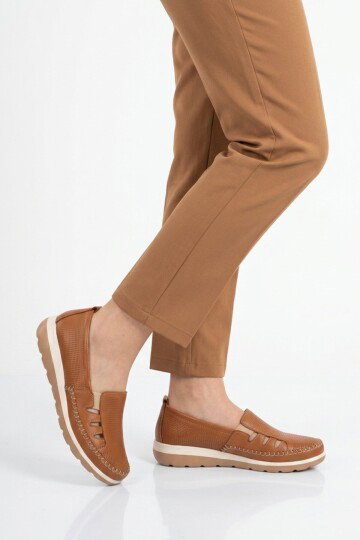 Tan Genuine Leather Anatomic Womens Casual Shoes Z110 Z