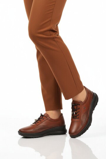 Taba Hakiki Deri Ortopedik Kadın Casual Ayakkabı 690 Z