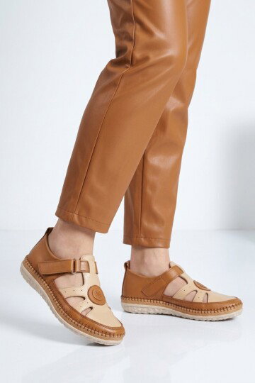 Taba Hakiki Deri Anatomik Kadın Casual Ayakkabı Z520 Z