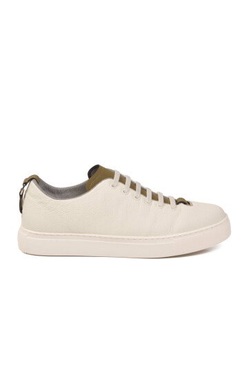 Beyaz Hakiki Deri Erkek Casual Ayakkabı 25K515-2 M