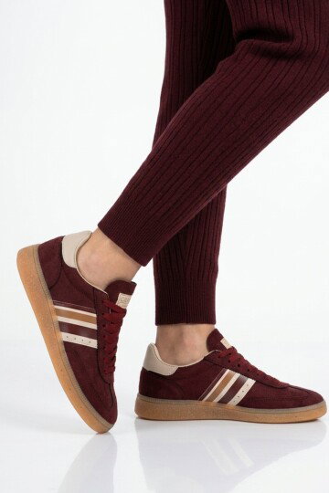 Bordo Bağcıklı Esnek Unisex Spor Ayakkabı 015 G