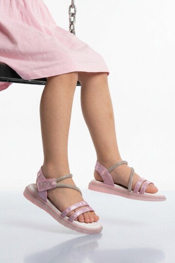 Pembe Cırtlı Hafif Ortopedik Kız Çocuk Sandalet 26A94 F