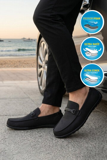 Siyah Keten Memory Foam Taban Hafif Esnek Rahat Erkek Casual Ayakkabı Scany