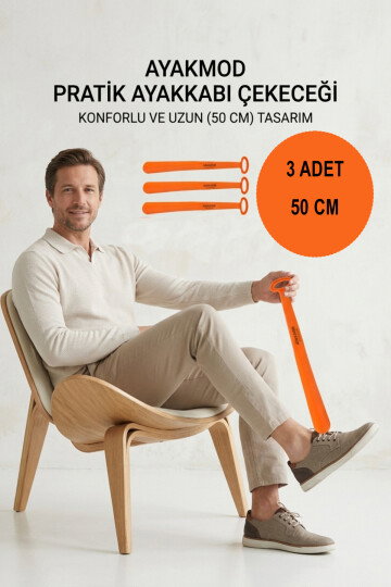 Turuncu Hafif Esnek Büyük Boy 3lü Ayakkabı Çekeceği