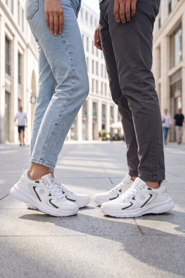 Bağcıklı Hafif Rahat Unisex Beyaz Yürüyüş ve Spor Ayakkabı Sneaker 2032 G