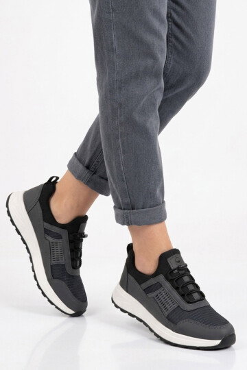 Smoked Lightweight Flexible Lock Laced Unisex Sneakers Nans 6006 G