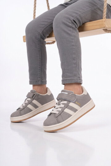 Füme Cırt Bantlı Unisex Çocuk Yürüyüş ve Spor Ayakkabı Sneaker Coop F