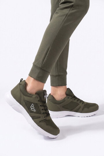 Haki Fileli Hafif Bağcıklı Esnek Unisex Spor Ayakkabı 020 G