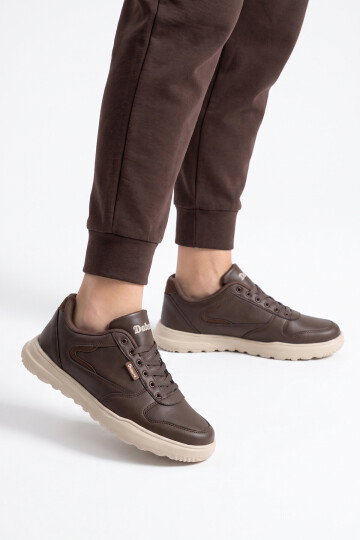 Kahve Bağcıklı Hafif Rahat Tabanlı Erkek Casual Yürüyüş Ayakkabı Sneaker 2297 Cilt
