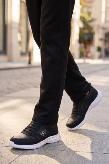 Bağcıklı Hafif Rahat Unisex Siyah-Beyaz Yürüyüş ve Spor Ayakkabı Sneaker Core 020 G