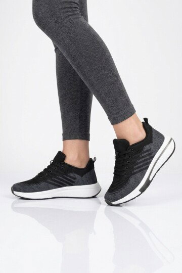 Siyah-Füme Fileli Hafif Esnek Unisex Spor Ayakkabı Molen 118 G