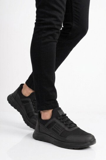 Black Lightweight Flexible Lock Lace-Up Mens Sneakers Nans 6006 M