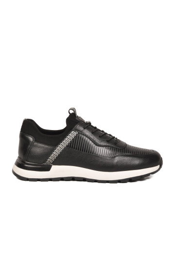 Siyah Hakiki Deri Erkek Casual Sneaker Memory Taban Premium Casual Ayakkabı M033 M