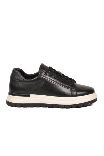 Siyah Hakiki Deri Hafızalı Taban Erkek Casual Ayakkabı Sneaker M387 M