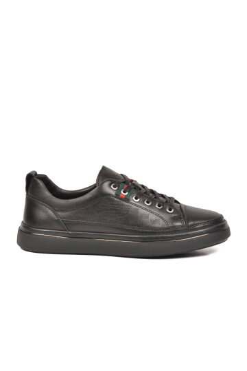 Siyah Hakiki Deri Erkek Sneaker Memory Taban Casual Ayakkabı M665 M